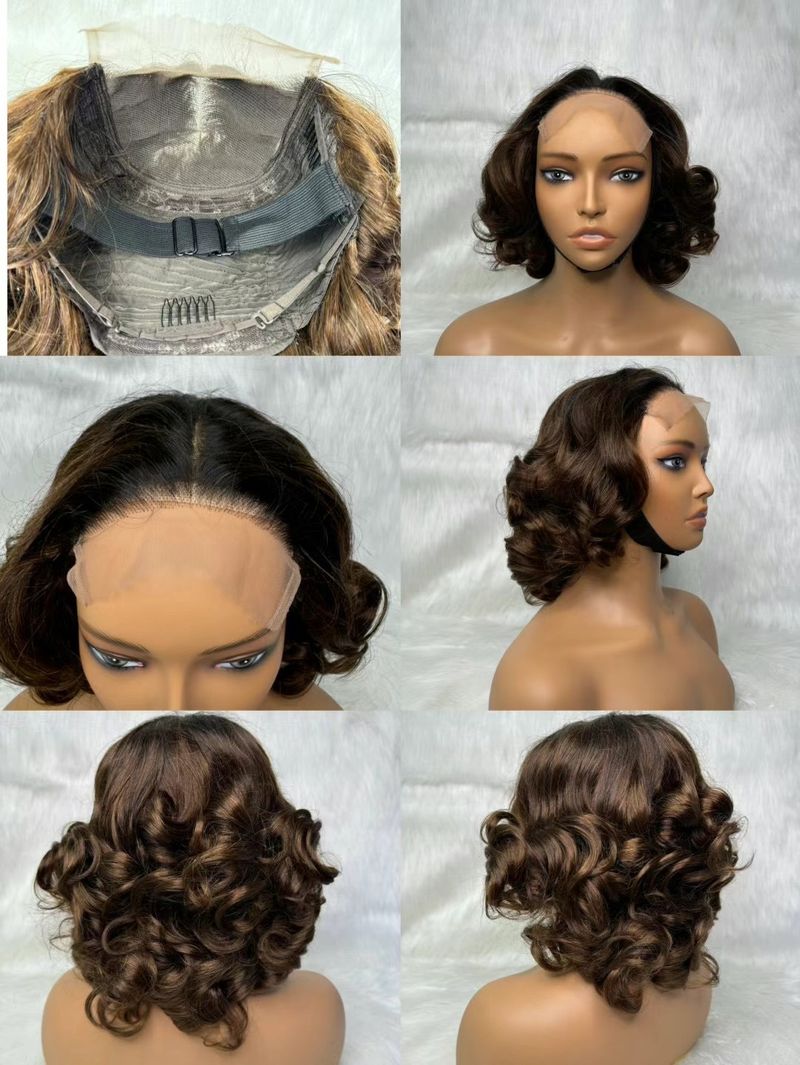 18A Super Double Drawn 5x5 Clousure Lace Wigs Loose Body 100% Human Hair Wigs Bouncy Blonde Light Loose Wave Glueless 5x5 Closure Lace Wig_voghion.com