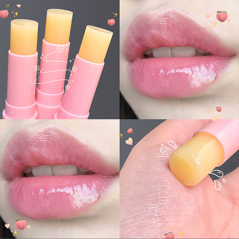 Hydraterende Natuurlijke 1PC Perzik Lippenbalsem Temperatuurverandering Kleur Lippenstift Anti-drogende Lippenbalsem Lange-lastin stok_voghion.com