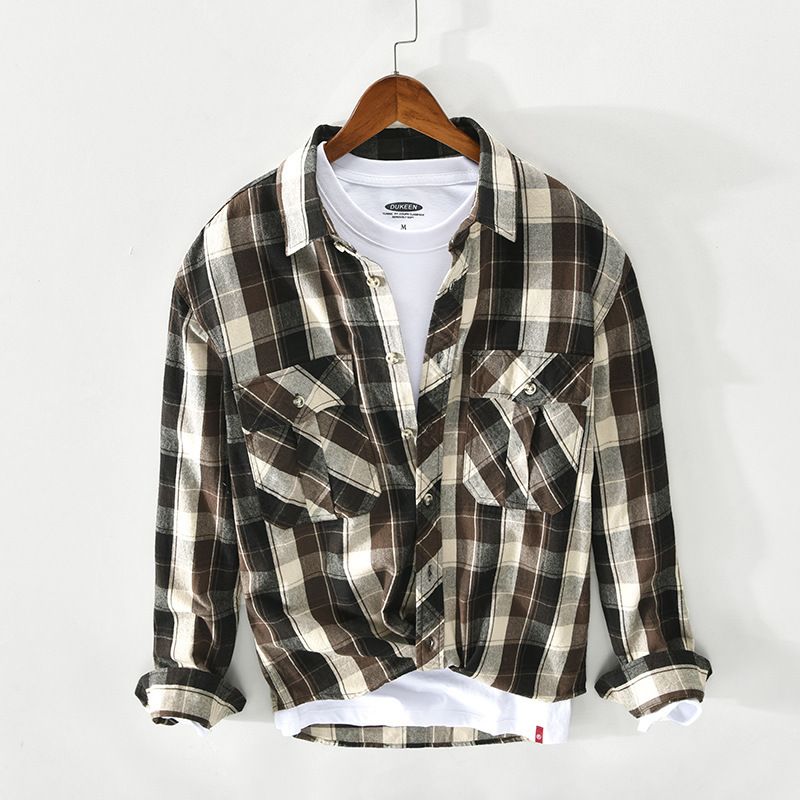 Giacca casual da uomo in cotone a quadri a maniche lunghe, nuova collezione primavera ed estate_voghion.com