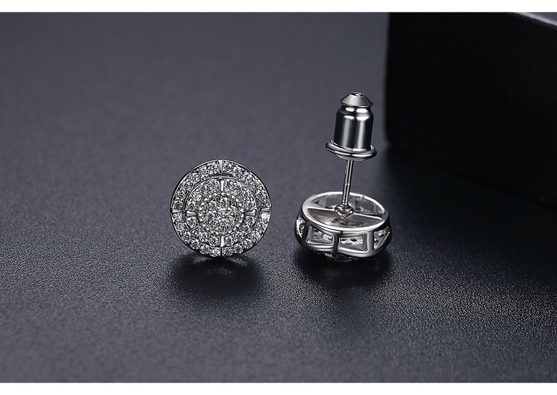Women's Jewelry Elegant Round Zircon Stud Earrings In Gold & Rhodium Plated Geometric Design For Everyday Wear Simple Personality Round Earrings_voghion.com