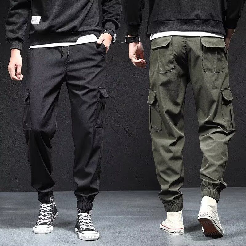 Herrenbekleidung Herren Cargo Jogger Pants - Leichte Sommer-Trainingshose mit Kordelzug und mehreren Taschen, dehnbares Polyestergewebe_voghion.com