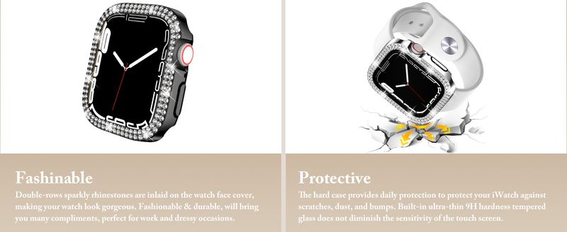 Bling Bumper für iWatch-Gehäuse 9 8 7 41 mm 45 mm Damen Diamant-Schutzhülle für iWatch-Serie SE 6 5 40 mm 44 mm Zubehör_voghion.com