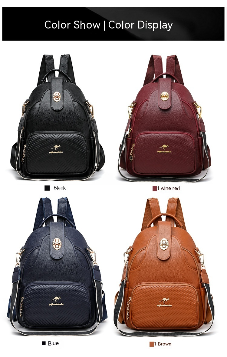 2024 New Soft Leather Backpack For Women's Fashion Leisure Large Capacity Multi Functional Backpack Versatile Outgoing Backpack_voghion.com