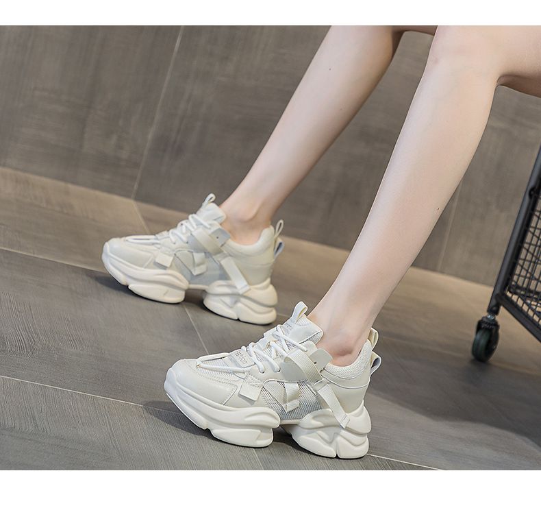 Dickbesohlte Erhöhungsschuhe Tanzschuhe Daddy-Schuhe Lederoberfläche Weiche Sohle Sport Freizeitschuhe Damen_voghion.com