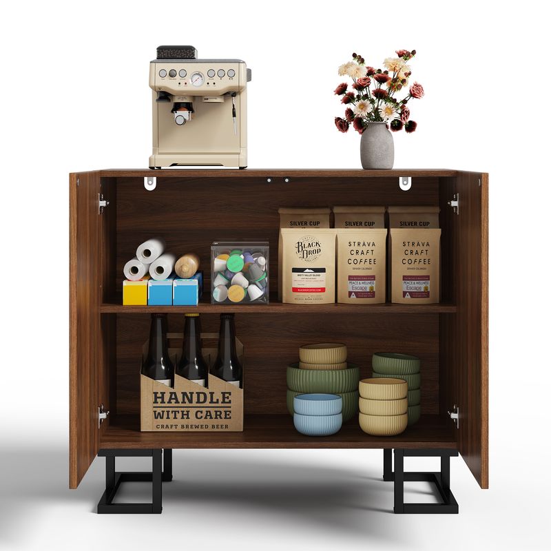 Credenza 80x78 cm Walnussoptik, cassettiera con apertura a pressione, metallo, design moderno_voghion.com