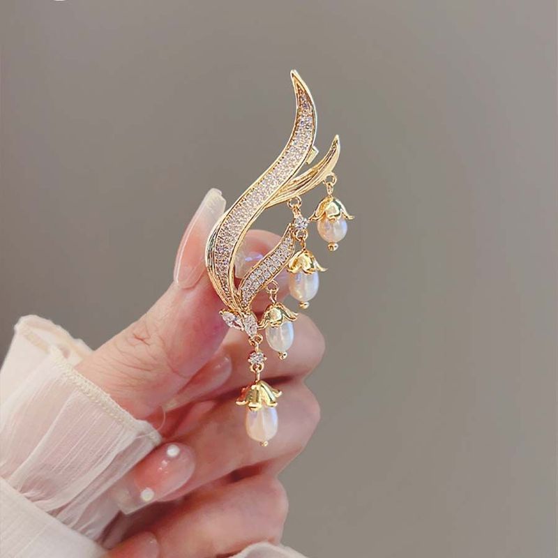 Broche de pérolas com franjas, strass de luxo, requintado, orquídea, corsage, acessórios, temperamento, roupas, decoração, mulheres_voghion.com