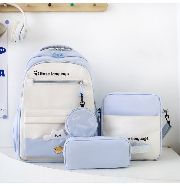 Set di zaini scolastici unisex - Zaino in nylon di grande capacità con spallacci imbottiti, set da 3 pezzi per studenti_voghion.com