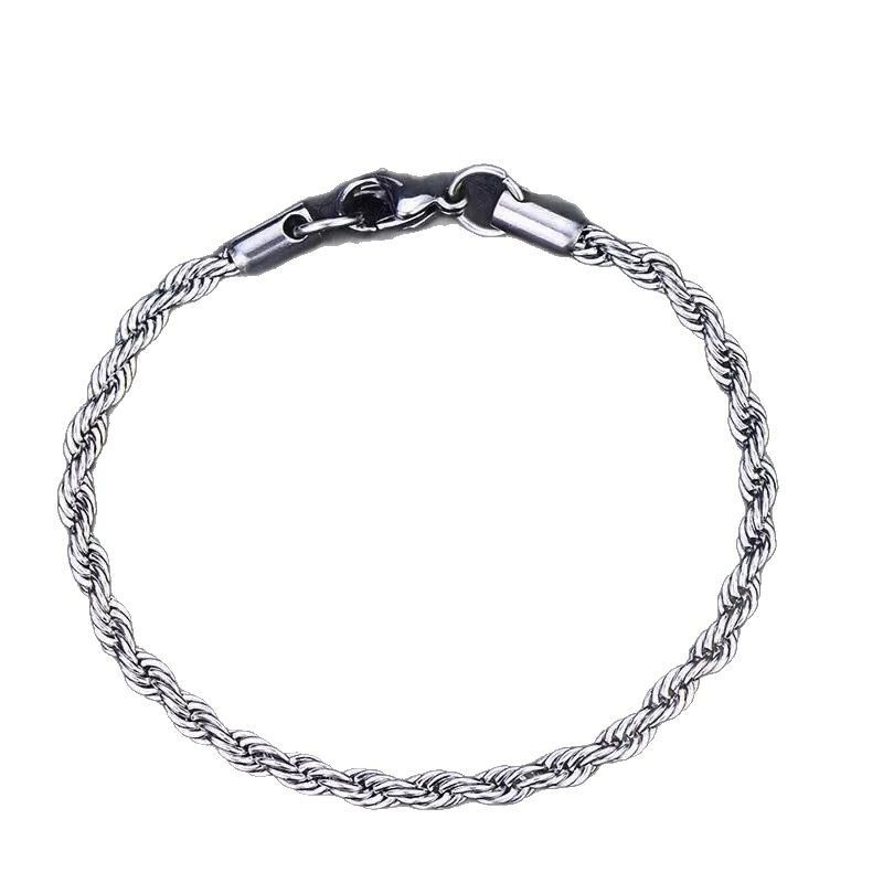 Kubanischer Hip-Hop-Trend Herren-Armband aus Titanstahl, dünn, Nische, Unisex, lichtecht, geflochtene Kette, Schmuck_voghion.com