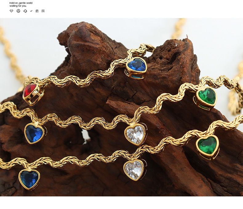 Collana con cinque cuori multicolore in zirconia cubica, gioielli per clavicola da donna_voghion.com