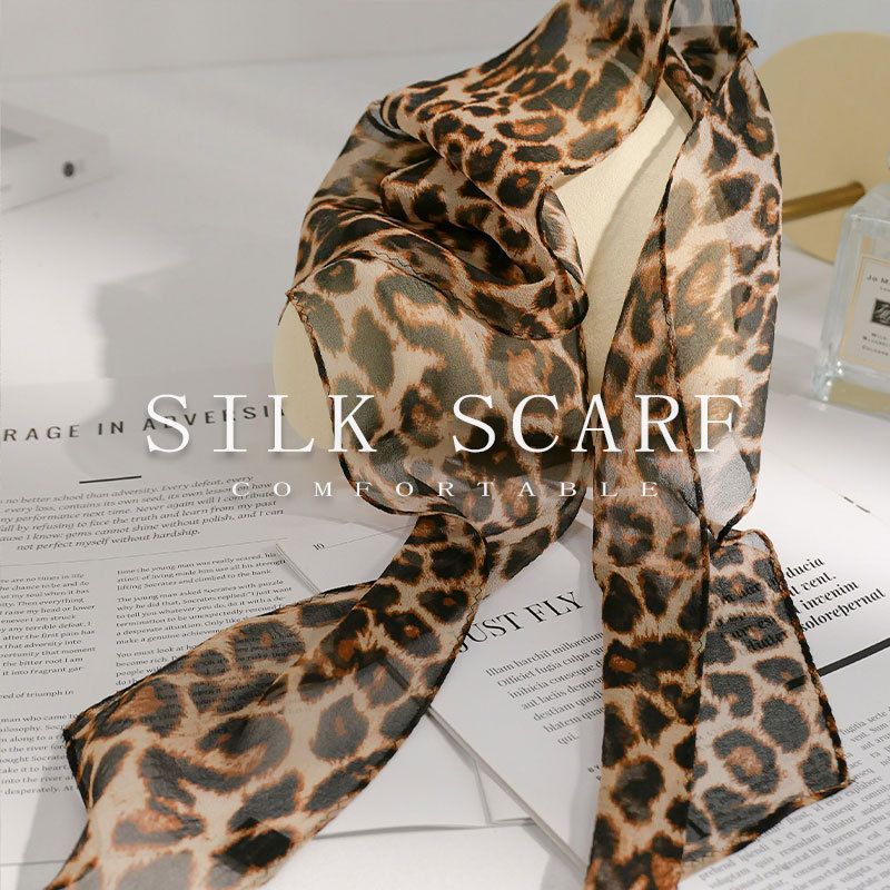 Modischer Leopardenmuster-Schal aus reinem Schal für Frauen, Frühling, Sommer, neues Mulberry-Seidenband, Haarband, Geschenk_voghion.com