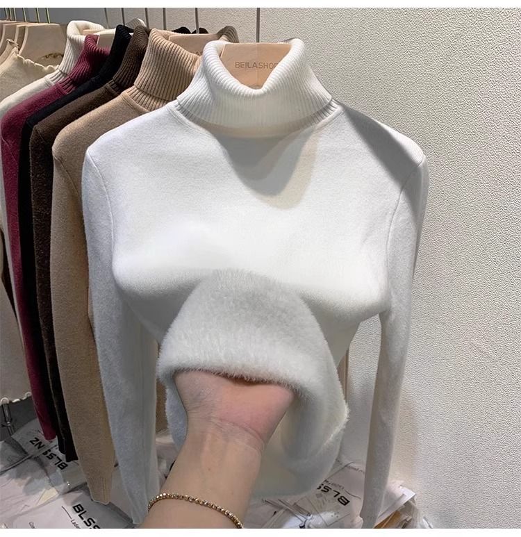 Abbigliamento da donna più velluto e ispessimento autunno e inverno nuovo stile un pezzo visone velluto interno top bottoming camicia per le donne inverno spesso_voghion.com