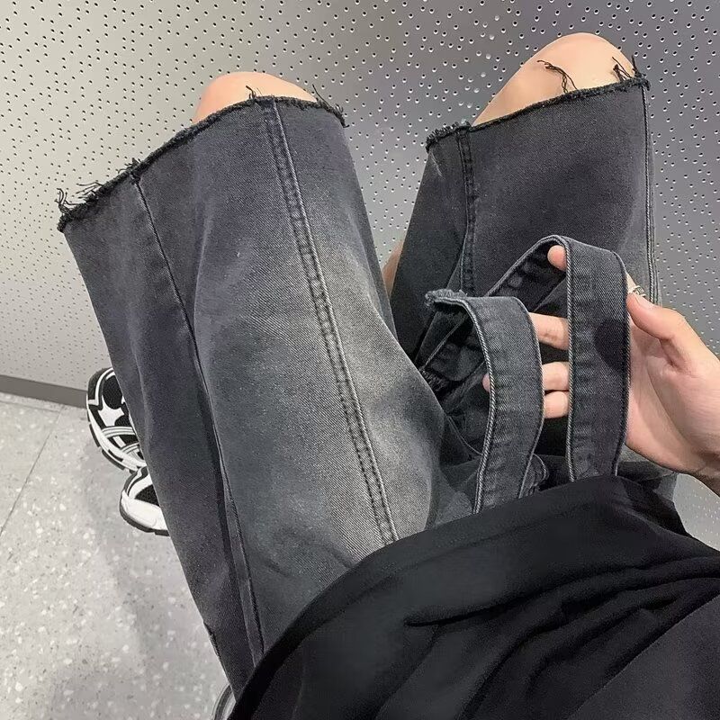 Men's Clothing Summer thin raw edge denim shorts one piece drop shipping_voghion.com
