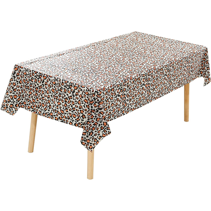 1 piece leopard print disposable plastic tablecloth for kids adult wildlife themed party decorations 108 x 54 inches_voghion.com