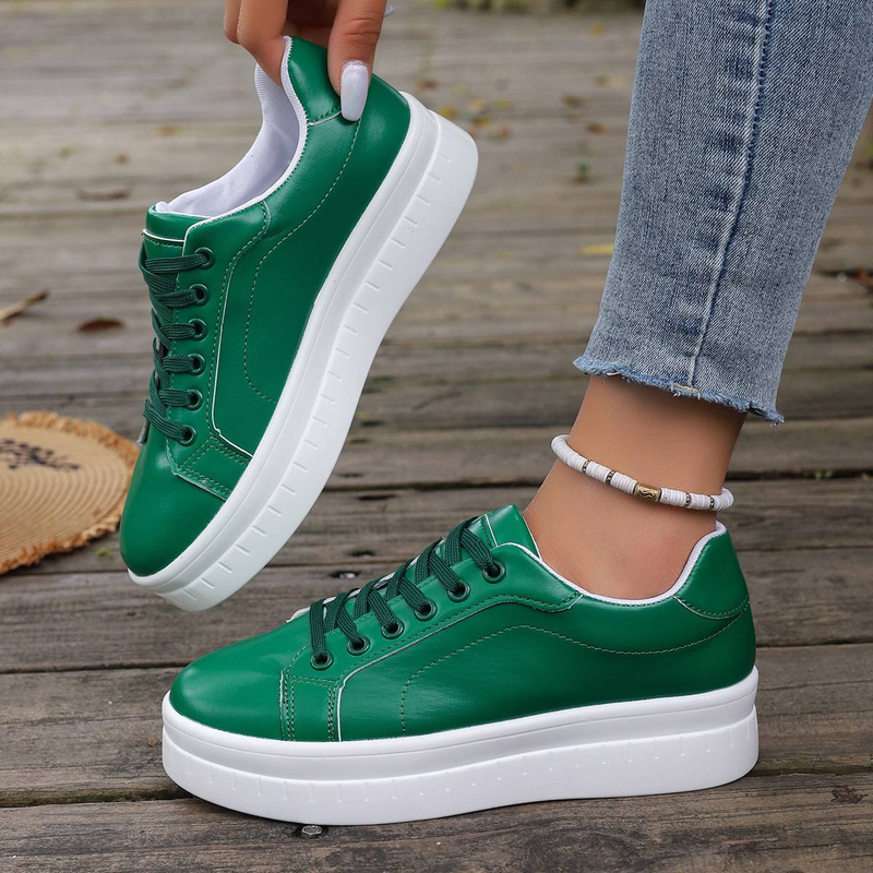 Modni ženski čevlji za prosti čas, vse sezone, usnjena platforma, enobarvne, elegantne, jedrnate, športne pohodne espadrile, superge S008_voghion.com