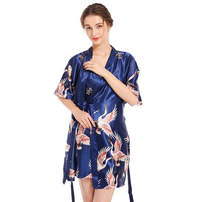 Women's Sleepwears Large Size Pajamas Home Clothes Suits For Women Crane Spring And Autumn Sexy Short Nightgown Sling Inner Wear Two Piece Suit_voghion.com