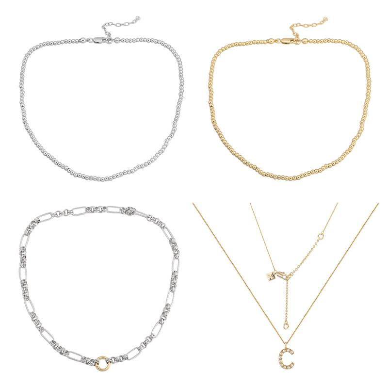 Modeschmuck Brief Diamant Anhänger Halskette Stapelbar Runde Perlen Schlüsselbein Kette Freundinnen Zubehör Geschenk_voghion.com
