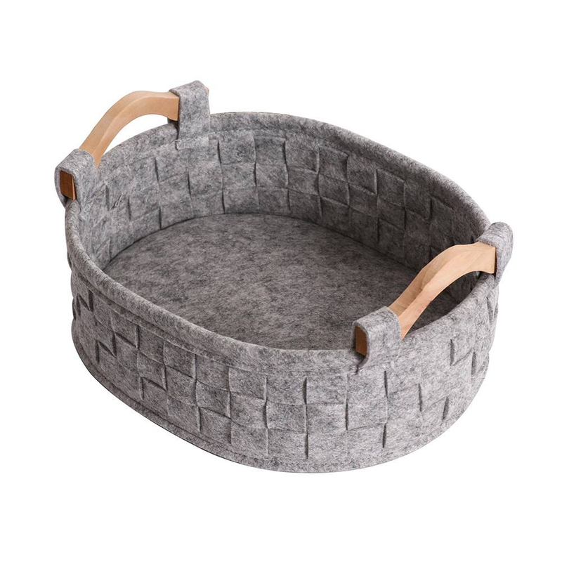 Lot de 3 paniers de rangement en feutre gris, adaptés au rangement des jouets, des vêtements, des cosmétiques, des objets du quotidien, etc._voghion.com