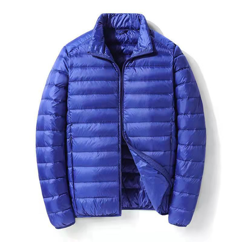 Men's Lightweight Down Jacket, Short Stand Collar White Duck Down Coat, Breathable Windproof Slim Fit Puffer Jacket For Commuting & Daily Wear_voghion.com