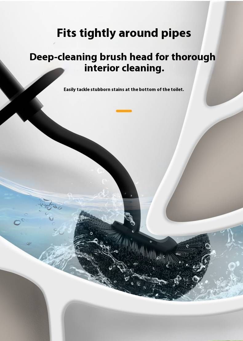 Soft Bristle Toilet Brush With Holder – Long Handle For Deep Cleaning, Non-Scratch, Drip-Free Base (Cream/Pink)_voghion.com