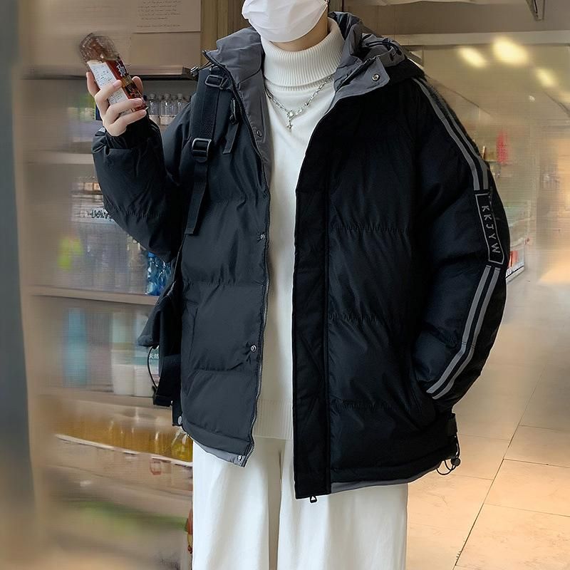 Abbigliamento da uomo Giacca invernale imbottita da uomo con cappuccio - Caldo cappotto trapuntato, vestibilità ampia, poliestere spesso, disponibile in diversi colori e taglie (M-8XL)_voghion.com