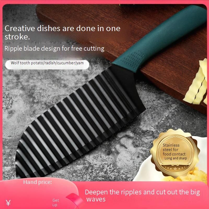 Professional Wavy Potato Cutter - Stainless Steel Crinkle Cut Knife For Fries & Veggies - Multi-Purpose Kitchen Tool (1-Pack, 2-Pack, 3-Pack Options)_voghion.com