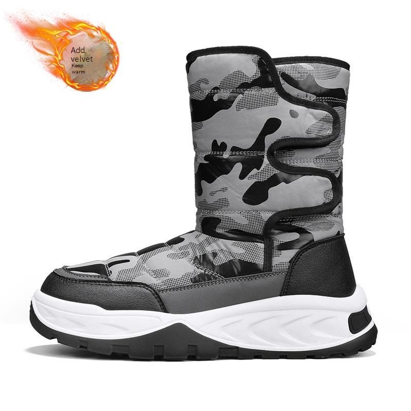 Men's Winter Snow Boots - Waterproof Thermal Insulated Slip-Resistant Hiking Boots With Fleece Lining & Hook-and-Loop Closure_voghion.com