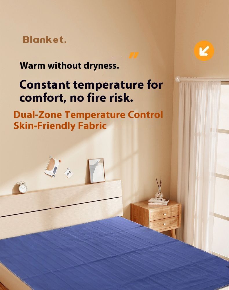 Smart Electric Blanket – Dual Control Heating Pad For Single/Double Bed, Auto-Adjusting Temperature, Waterproof & Anti-Mite (CE Certified, 220V AC)_voghion.com