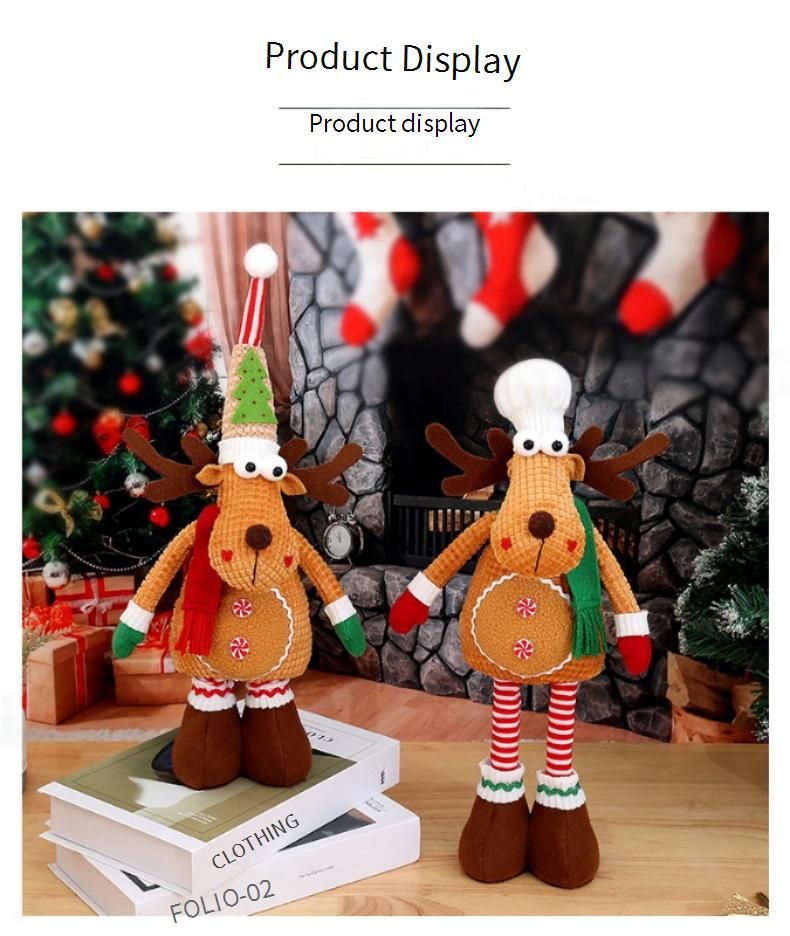 Stretchy Christmas Reindeer Plush Toy - Festive Home Decor, Holiday Tabletop Decoration For Xmas Tree, Shelf & Window Display_voghion.com