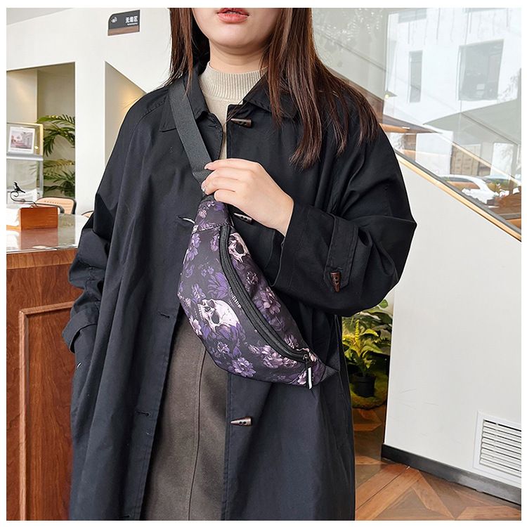 Borsa da donna con stampa teschio gotico - Elegante borsa a tracolla per Halloween e street fashion_voghion.com