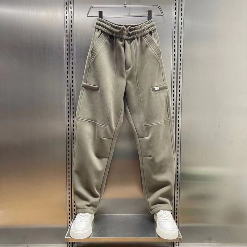 Premium Products New Autumn And Winter Personalized Pocket Youth Ankle Tied Casual For Men, Versatile Fashion, Elastic Loose Sports Pants_voghion.com