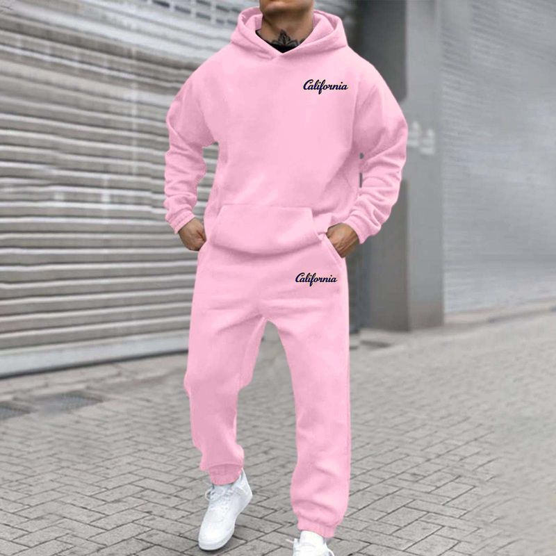 New Autumn And Winter Men's Joggers 2 Piece Tracksuit Fashion California Letter Printed Hoodie And Pants Set Men Outfits_voghion.com