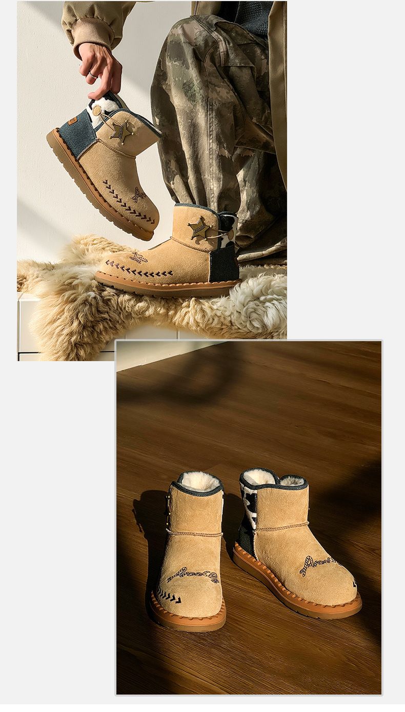 Couple Short Boots Fleece Thickened Warm Snow Boots Wind Martin Boots_voghion.com