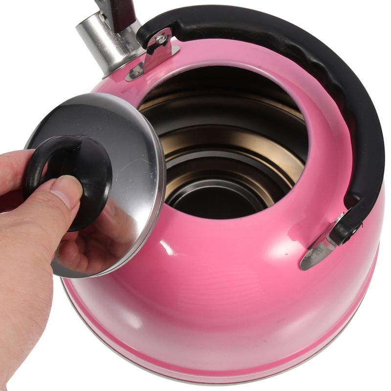 Stainless Steel Stove Top Kettles Hot Pot Practical Whistling Tea Handle Pot Boiling Water Gas Stove Heating For Travel Camping_voghion.com