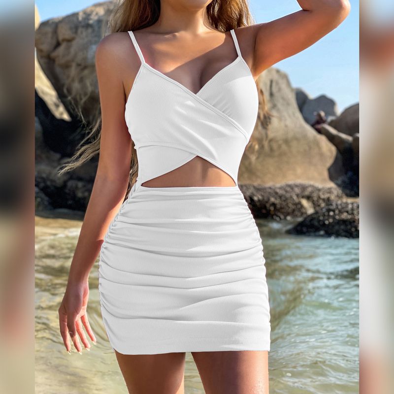 2025 New Women's Cross Suspender Hollow Dress_voghion.com