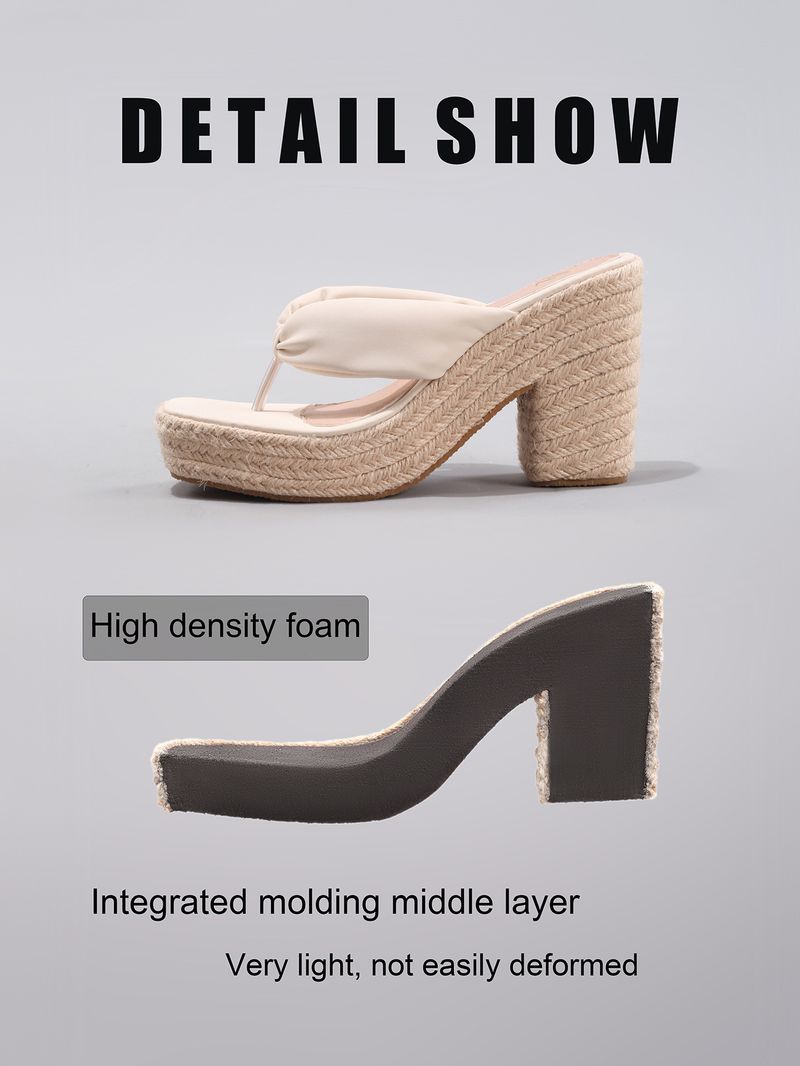 Damesko Damesko Kilesandaler med tykke såler til reb Flip-flops Sommerferie Vandtætte Platform Høje Hæle_voghion.com