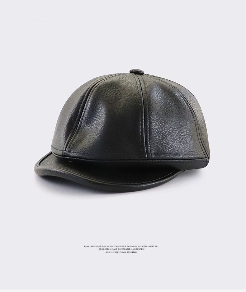 Nuovo prodotto, berretto da baseball giapponese in pelle PU a tesa corta, cappellini personalizzati da uomo e da donna_voghion.com