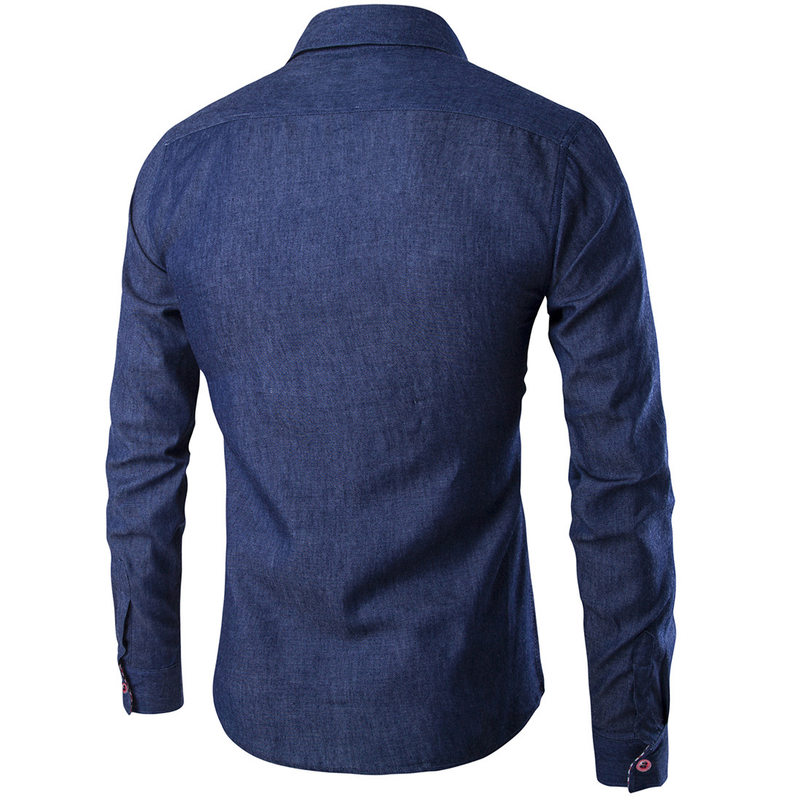 Abbigliamento da uomo Camicia a maniche lunghe in pelle e denim da uomo_voghion.com