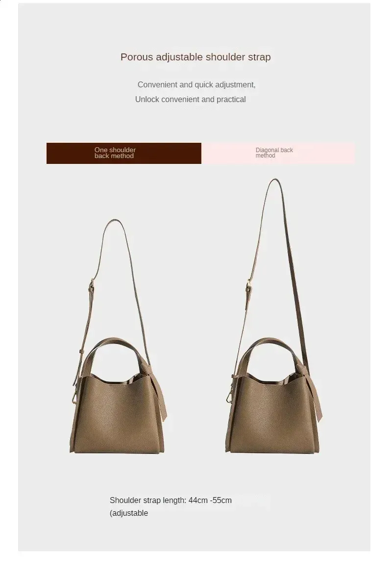 Lychee Pattern Leather Simple Vegetable Basket Handbag Womens Denim Portable Bucket Shoulder Bag 240827_voghion.com