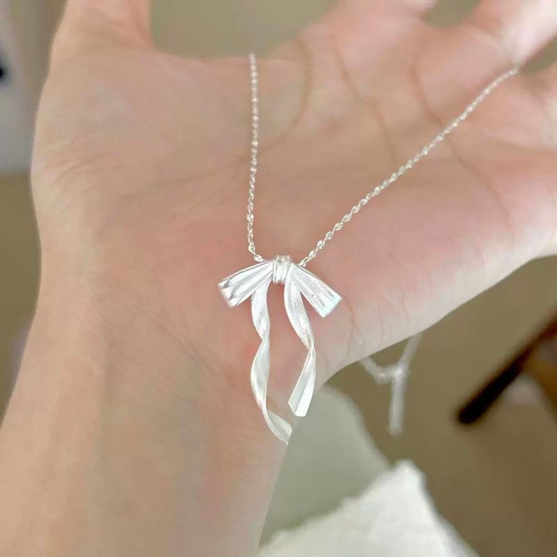 Strling Silvr Starry Ribbon Bow For Womn, Ins Styl, Light Luxury, Swt Girl, High-End Fl, Trndy Engravd_voghion.com