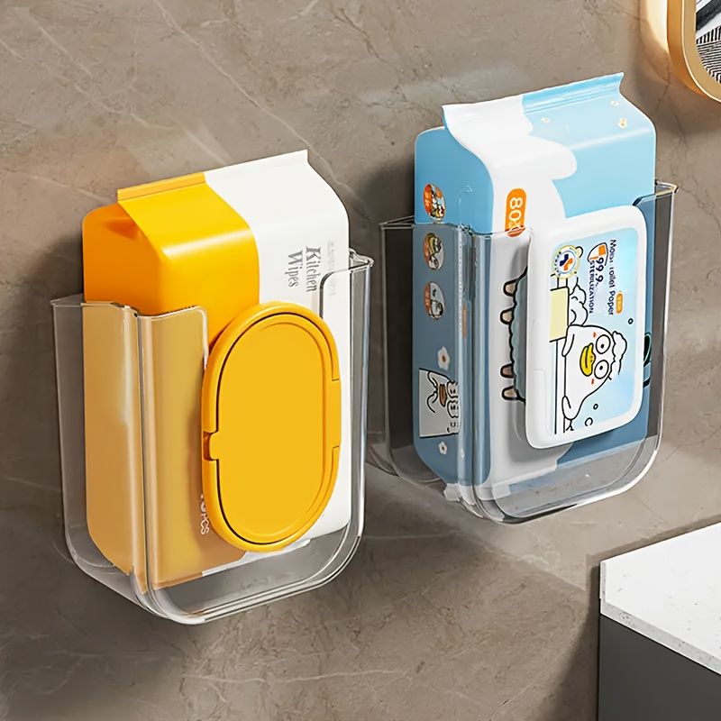 No-Drill Wall-Mounted Plastic Tissue Holder - Polished Finish Bathroom Organizer For Towels & Wipes Durable Modern Design Home & Commercial Use_voghion.com