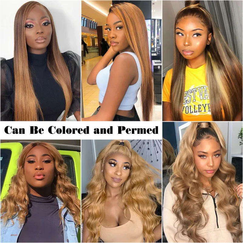 Ombre Bundles Bone Straight Closure Brown Human Hair_voghion.com