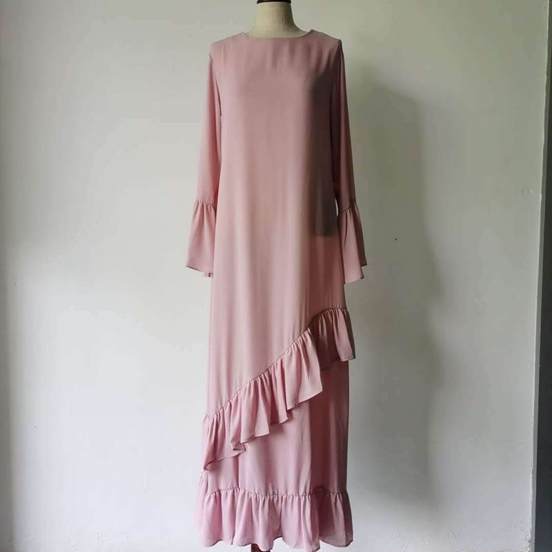 Abito da donna con volant patchwork in chiffon_voghion.com