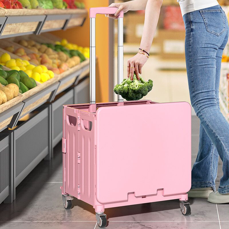 45L Folding Shopping Trolley Grocery Cart Crate Box Wheeled Boot Cart Portable_voghion.com