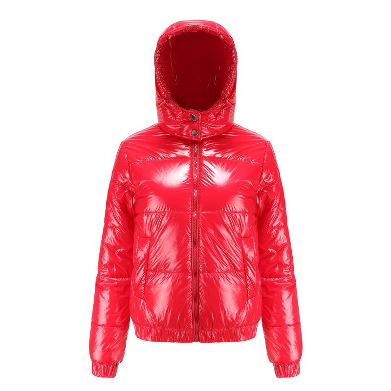Giacca invernale leggera con cappuccio da donna, rivestimento impermeabile 20D, capospalla lucido a maniche lunghe per moda e comfort._voghion.com