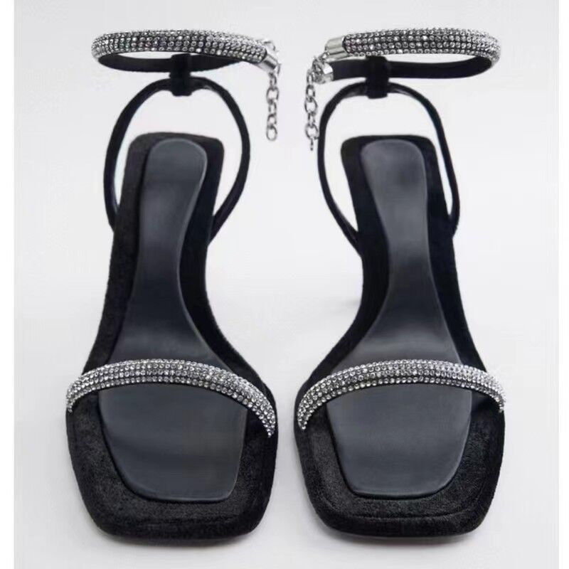 Sandales Feng Shui minimalistes avec chaîne suspendue en diamant, chaussures à talons hauts et fins, grande taille, nouvelle collection été 2023, Cx pour femmes_voghion.com