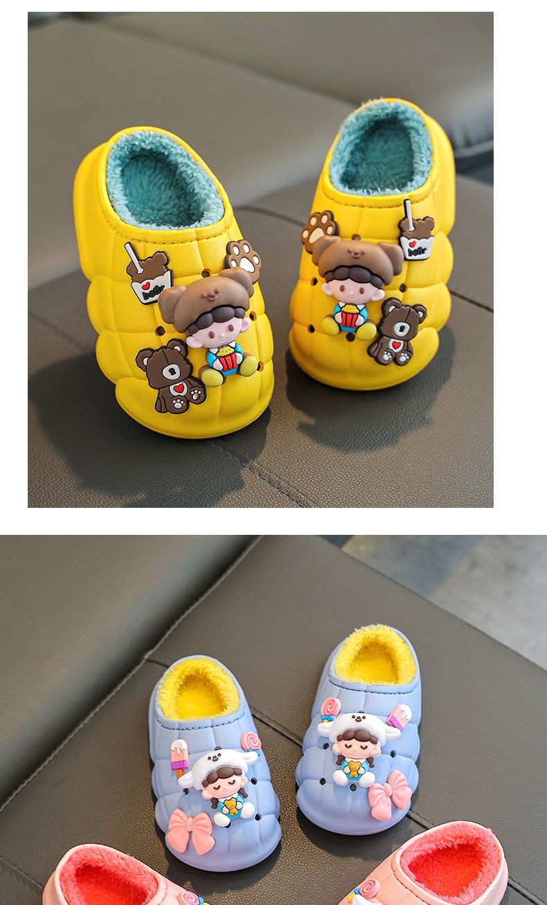 Pantofole per bambini foderate in pile per mamma e bambini - Pantofole invernali antiscivolo per bambini piccoli e ragazzi (da 1 a 11 anni) - Impermeabili e calde per interni ed esterni_voghion.com