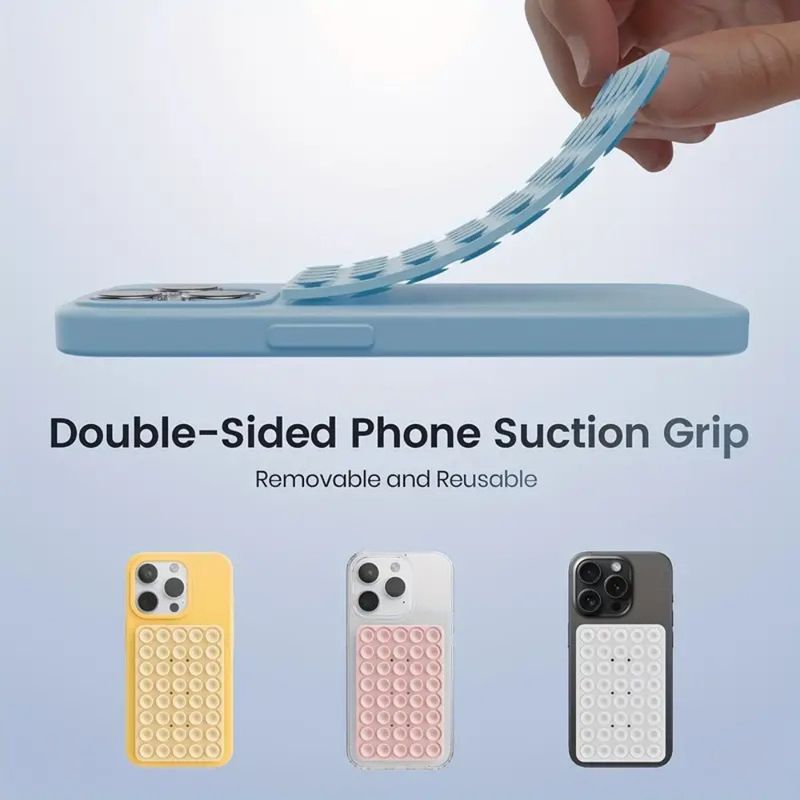 Square Double-sided Silicone Phone Suction Sucker Pad Bracket, Non-slip Suction Force, Silicone Mobile Phone Back Sticker Suction_voghion.com