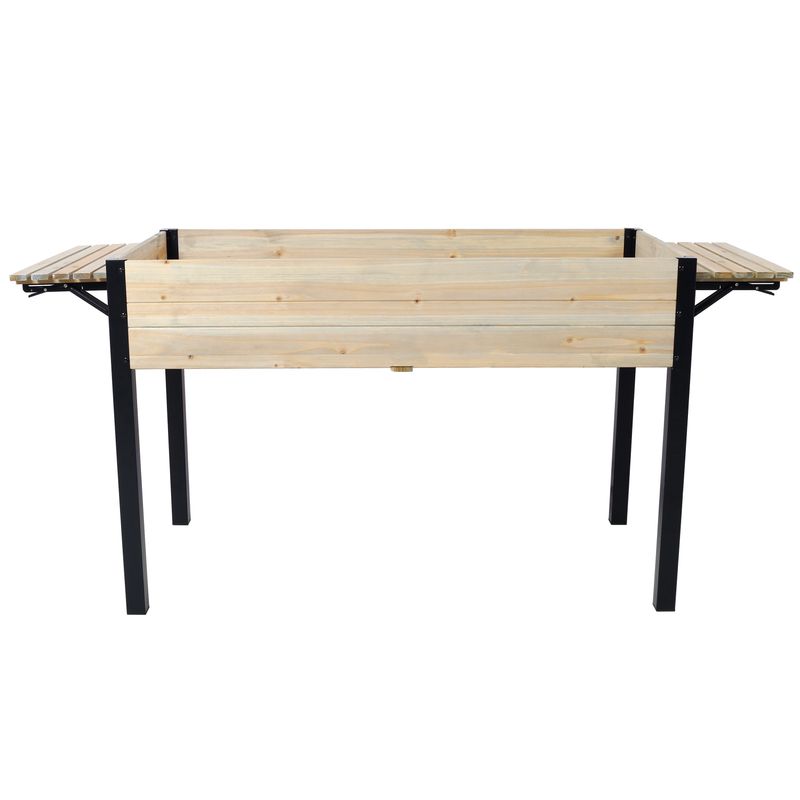 Raised Garden Bed, Metal Leg Wood Planter Boxes With Folding Storage Shelf,Elevated Planter Box For Growing Fresh Herbs, Vegetables, Flowers Great For Outdoor Patio, Deck, Balcony_voghion.com