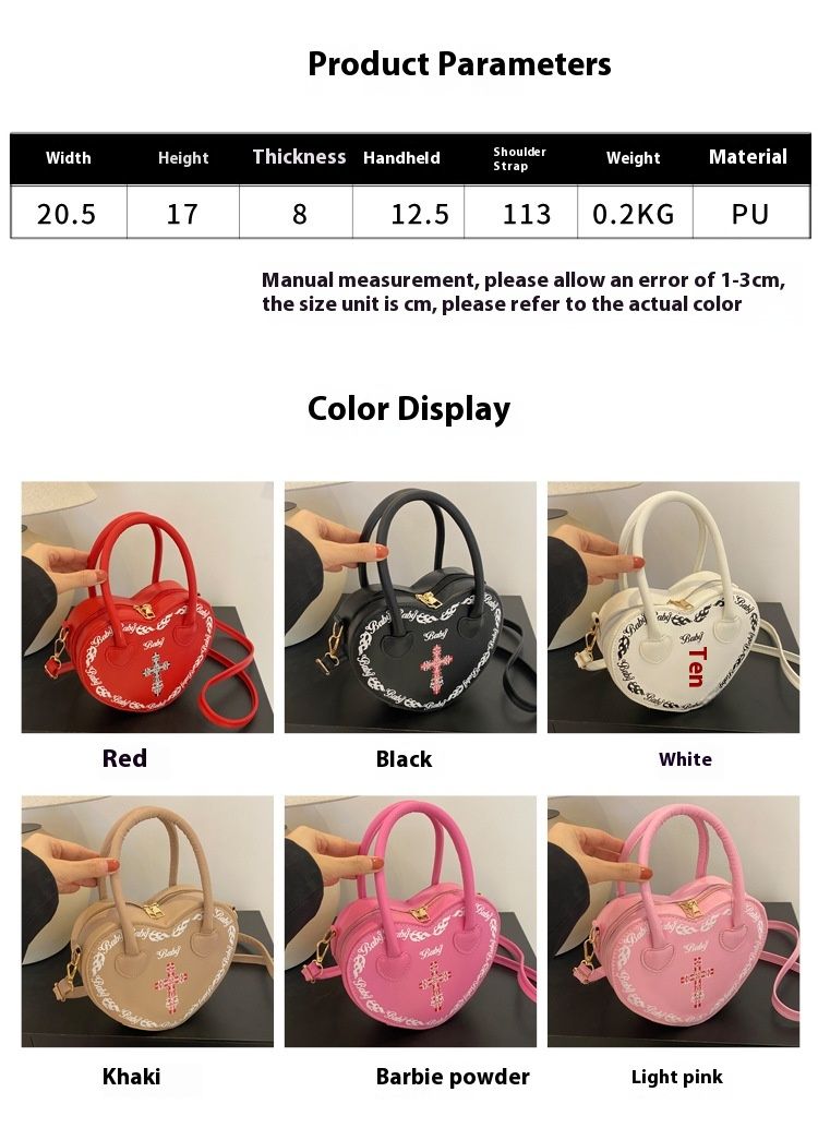 Borsa da donna personalizzata Rivet Punk Dark 2024 Nuova borsa a forma di cuore, borsa a tracolla incrociata, borsa a tracolla per donna_voghion.com