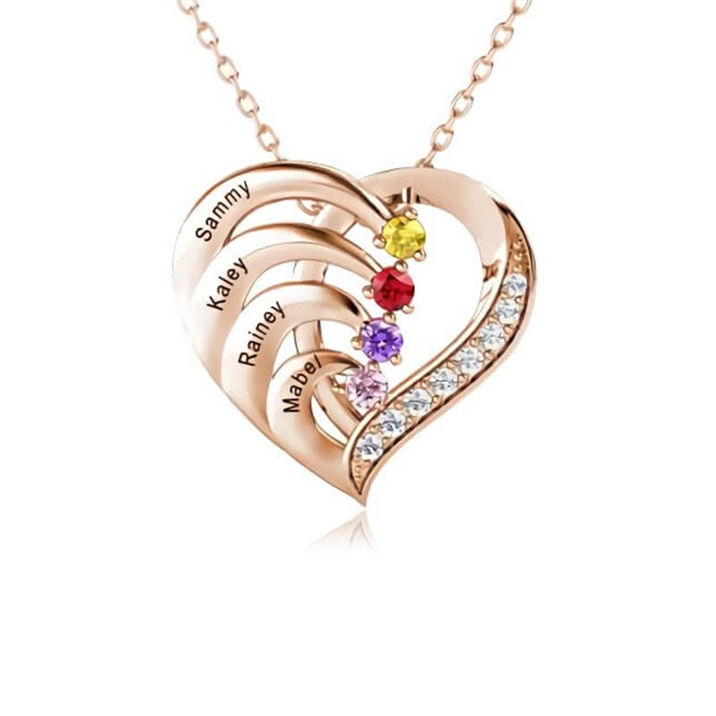 Heart Pendant Customizable Letters Fashionable Simple Elegant Heart-Shaped Necklace With Inlaid Diamonds_voghion.com